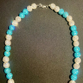 Sky Blue & White Rhinestone Necklace