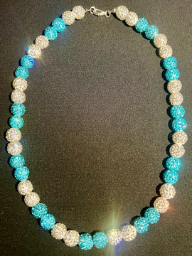 Sky Blue & White Rhinestone Necklace