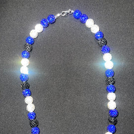 Royal Blue, Black & White Rhinestone Necklace