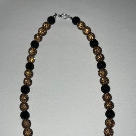 Gold & Black Rhinestone Necklace