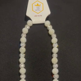 White Berry Pearls with White Rhinestone Necklace