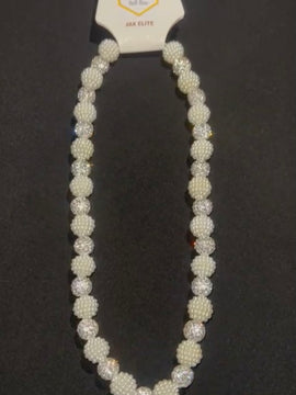 White Berry Pearls with White Rhinestone Necklace