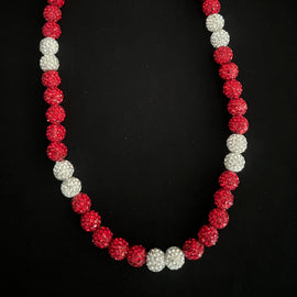 Red & White Rhinestone Necklace