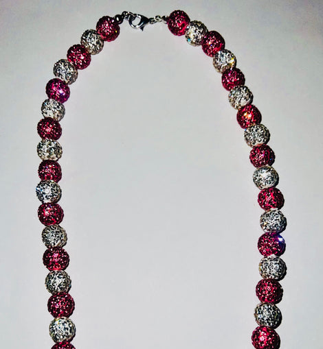 Pink & White with Cross Rhinestone Necklace