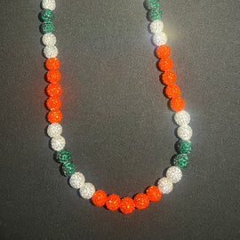 Orange, Green & White Rhinestone Necklace