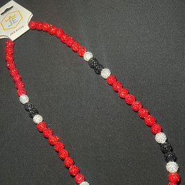 Red, Black & White Rhinestone Necklace