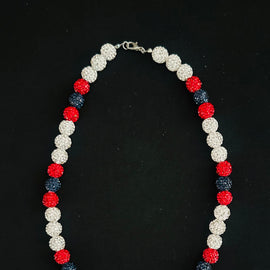 White, Red & Navy Blue Rhinestone Necklace